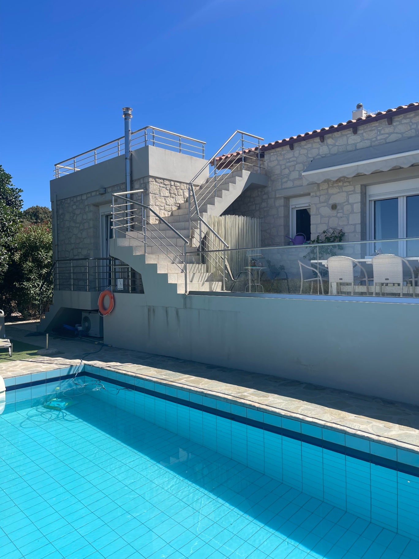 Stone steps into the pool